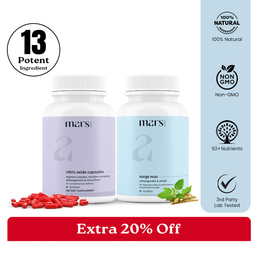Growth Max Combo: Powered by Nitric Oxide & Pure Ashwagandha Capsules
