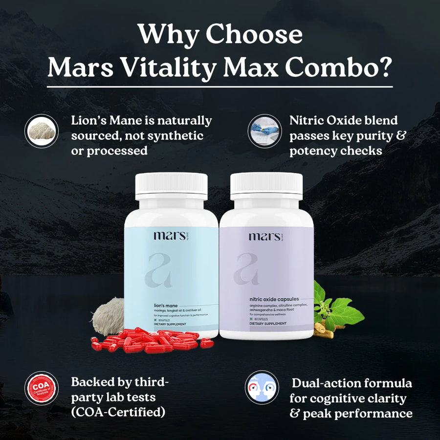 Mars Vitality Max - Natural Lions Mane & Nitric Oxide Capsules