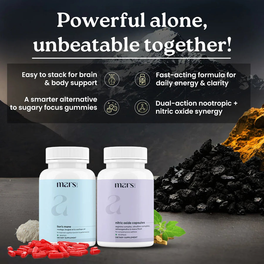 Mars Vitality Max - Natural Lions Mane & Nitric Oxide Capsules
