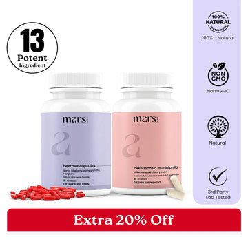 FusionFlow Combo: Mars Beetroot Nitric Oxide Booster & Mars Akkermansia Muciniphila Capsules