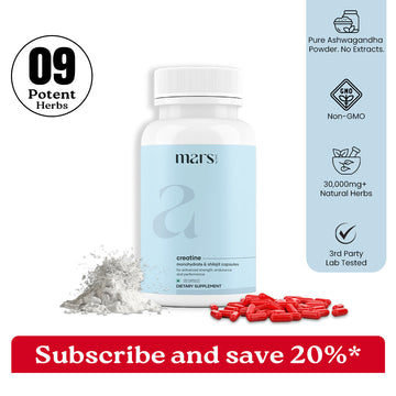 Mars Micronized Creatine Monohydrate Caps: Powered with Ashwagandha (120 N)