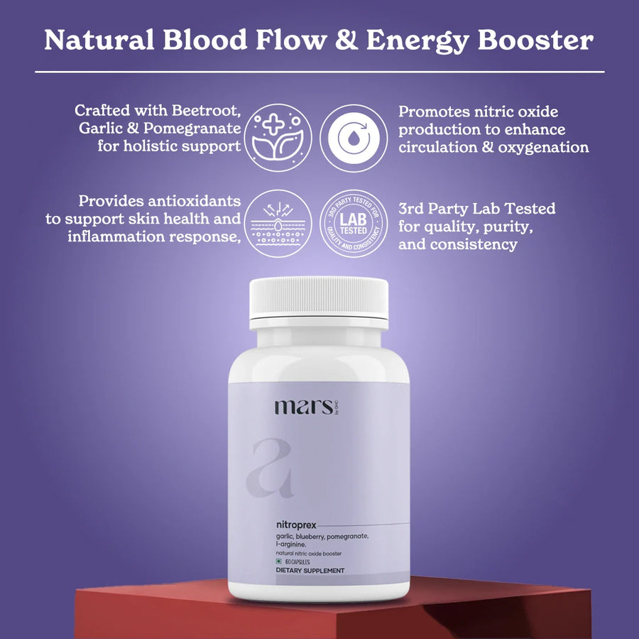 Mars NitroPrex: Natural Nitric Oxide Booster for Supercharge Blood Flow, Stamina & Performance