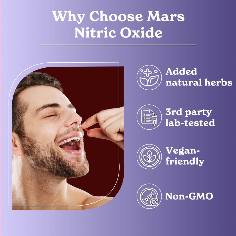 Mars Nitric Oxide Capsules with L-Arginine, L-Citrulline & Adaptogens - Circulation, Endurance & Recovery Support (60N)
