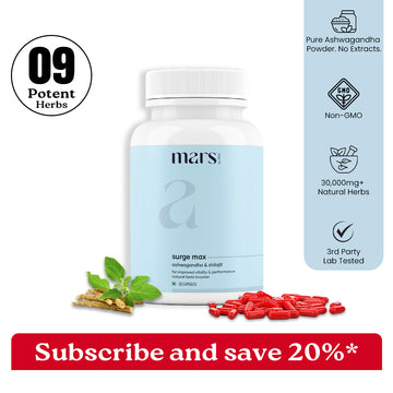 Mars Natural Ashwagandha Caps for Men: Powered by Safed Musli & Gokshura