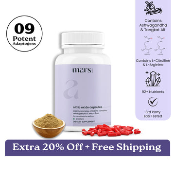 Mars Nitric Oxide Capsules with L-Arginine, L-Citrulline & Adaptogens - Circulation, Endurance & Recovery Support (60N)
