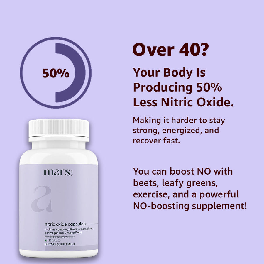 Mars Nitric Oxide Capsules with L-Arginine, L-Citrulline & Adaptogens - Circulation, Endurance & Recovery Support (60N)