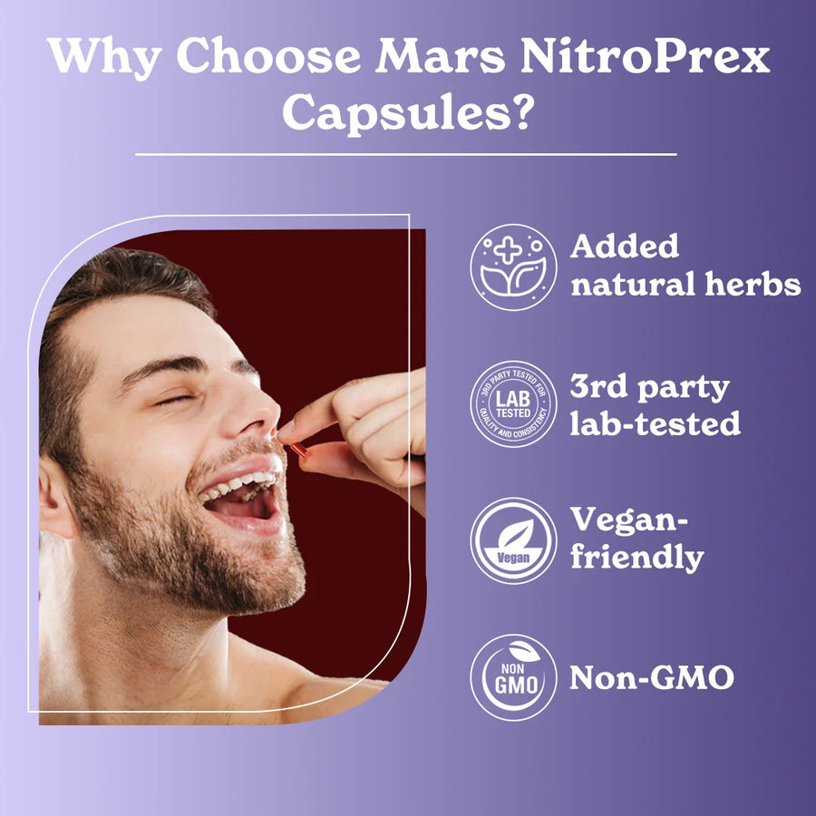 Mars NitroPrex: Natural Nitric Oxide Booster for Supercharge Blood Flow, Stamina & Performance