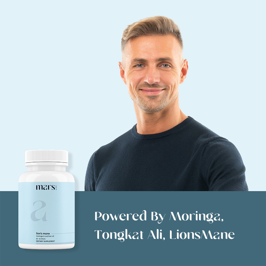 Mars Pure Lion's Mane Caps: Powered with Moringa, Tongkat Ali & Cod Liver Oil (60 N)