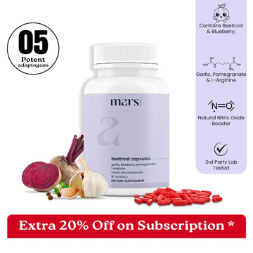 Mars Natural Nitric Oxide Caps: Powered by Beetroot, Garlic, Blueberry, Pomegranate, L-Arginine