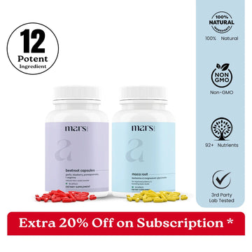 Mars BeetMax Combo : Mars Beetroot Nitric Oxide Booster & Mars Maca Root Capsules