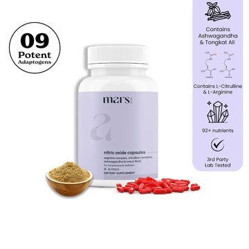 Mars Nitric Oxide Capsules with L-Arginine, L-Citrulline & Adaptogens, Circulation, Endurance & Recovery Support (60N)